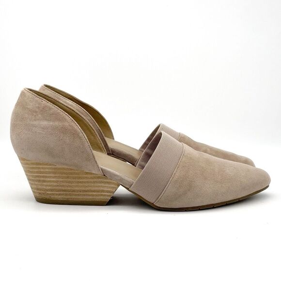 Eileen Fisher Hilly Wedge d'Orsay Pump in Earth Beige Taupe Suede Women’s Size 9 - Picture 6 of 16